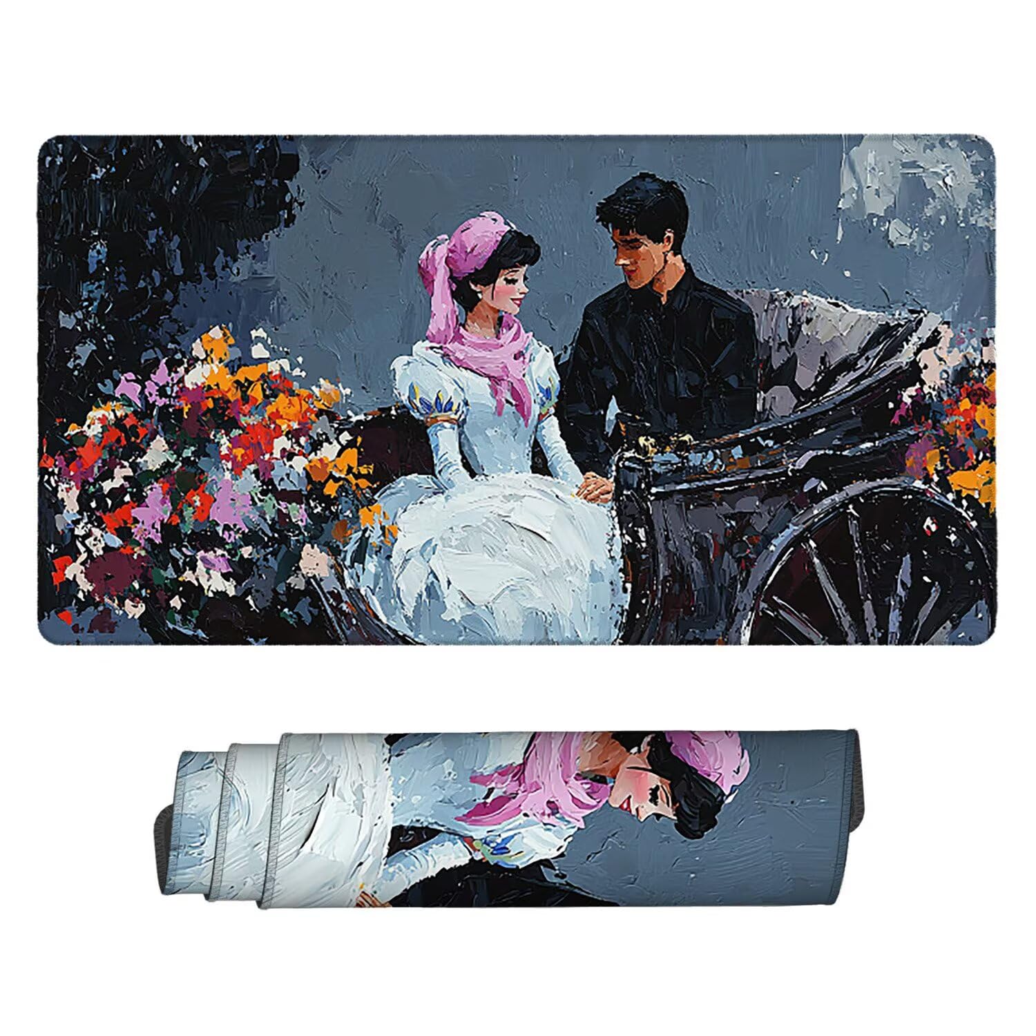 Tappetino per Mouse Gaming XXL 1600 x 800 mm – Ufficio Mousepad Grande – Migliora la Velocità e la Precisione – Tenuta Stabile – Lavabile – per Ufficio Accessori Scrivania (Principessa Principe) G-262