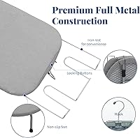 Vista 5 de Tabla de planchar pequeña con soporte para hierro, RAINHOL Mini tabla de planchar de sobremesa con pies antideslizantes, tabla de planchar plegable