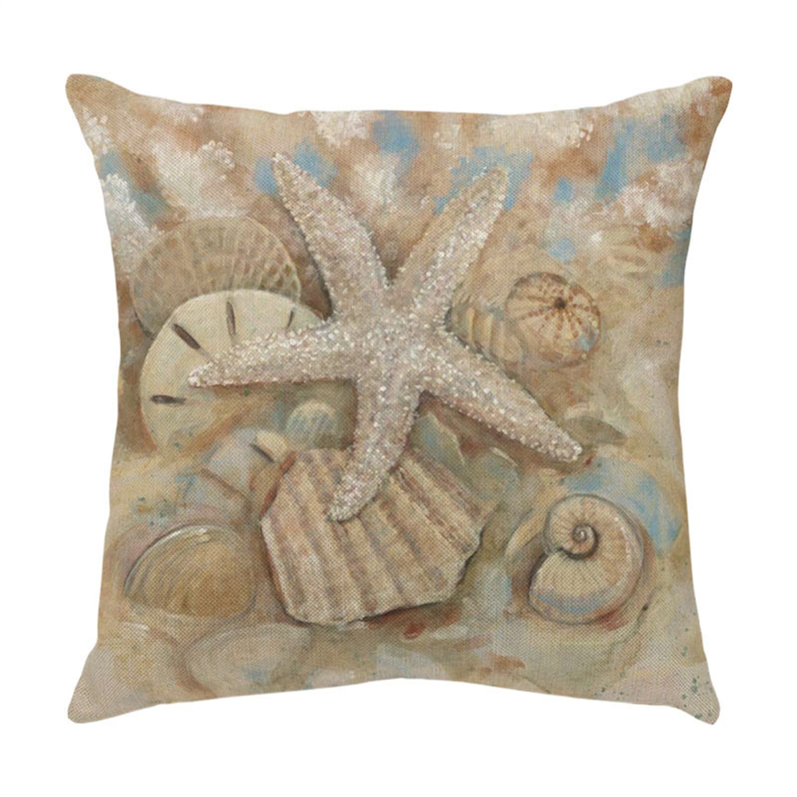 4 Piezas Funda de Almohada Combinación De Caparazón Marino Fundas de Cojín Terciopelo Sencillo y Decorativo para Sofá Camas Dormitorio Coche Lino Cojines Throw Pillow Covers 60x60cm/24x24 Inch