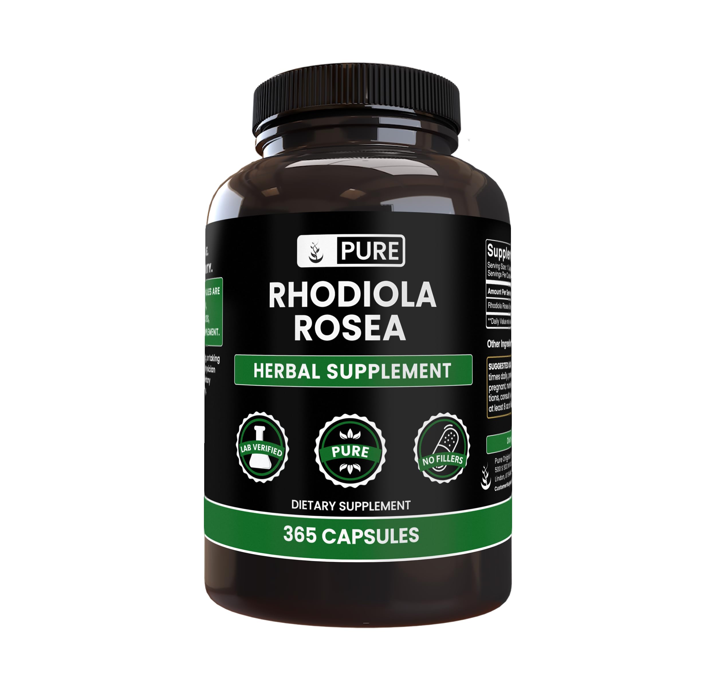 Pure Original Ingredients Rhodiola Rosea (365 Capsules) No Magnesium Or Rice Fillers, Always Pure, Lab Verified