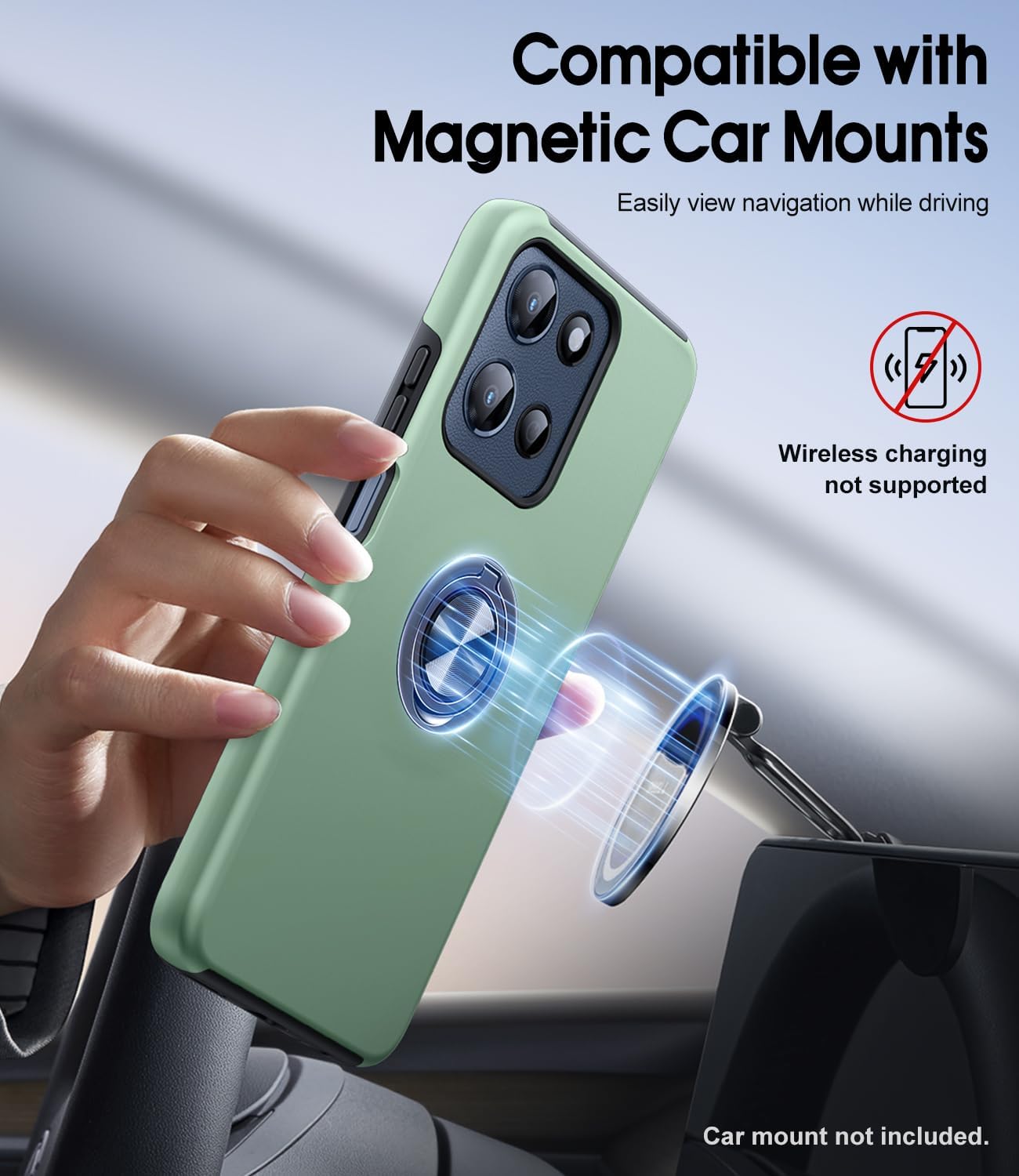 JAME for Motorola Moto G 2025/2026 Case, Moto G Play 2026 Case with Screen Protector, Dual Layer Military Grade Shockproof Cover with Ring Holder Stand Kickstand Protective Phone Cover, Alpine Green