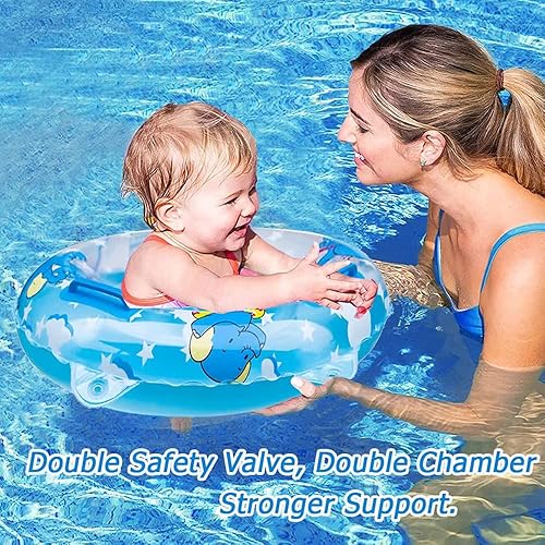 Miniatura 8 de AIYUENCICI Flotador de natación para bebé, balsa flotante inflable con asa de asiento de seguridad, anillo flotante de cintura para niños, bañera de