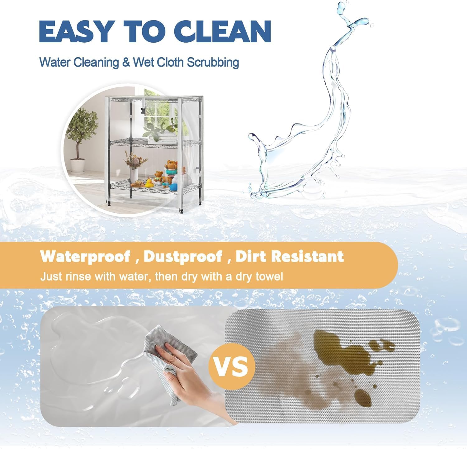 PVC Waterproof 3 Shelf Wire Rack for Wire Shelf Cover - 24" W x 14" D x 30" H - Protects from Dust and Debris - Only Cover (Transparent)