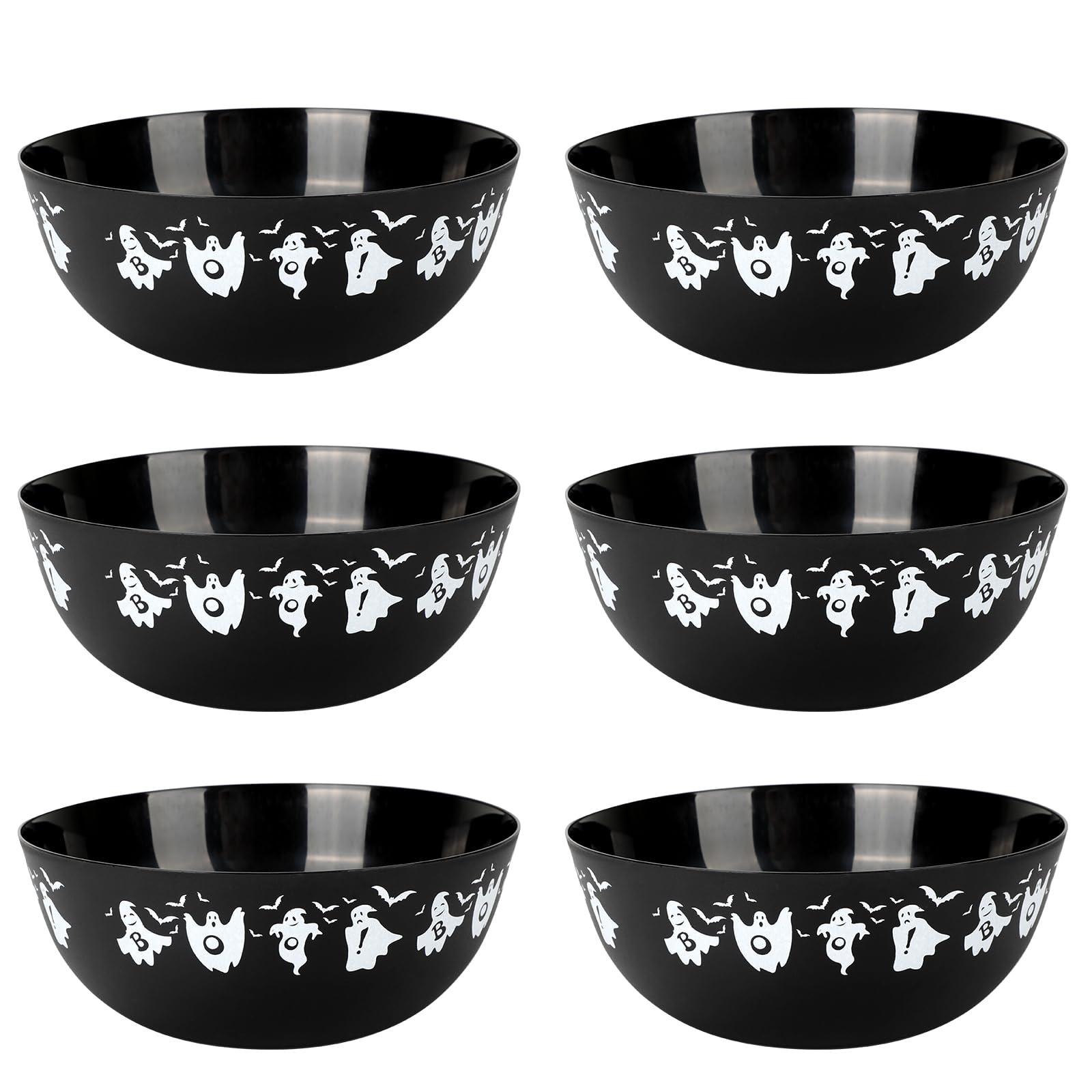 AUECOOME 6 Pieces halloween bowls for candy large - Plastic Trick or Treat Bowls, Reusable Servingplastic bowl for Halloween Party Supplies(Black