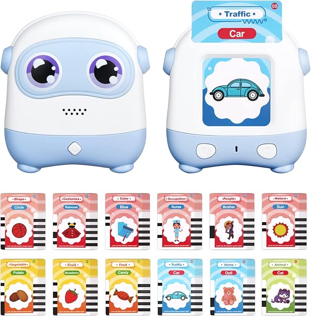 Phonics Talking Flash Cards Educational Toys for 3+ Year Old Boys Girls, Preschool Kids Electric English Vocabulary Learning Reading Toys with 220 Words, Gift for Children's Day Christmas (Blue)