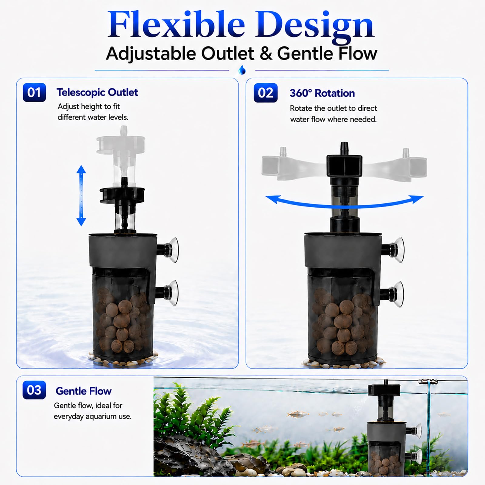 Aquariumfilter, luftbetriebener Aquarium-Schwammfilter mit Keramikkugeln für 1,8 - 5,7 l, ultra-leise Belüftung und Wasserzirkulation, für die Zucht von Frittieren, Betta, Garnelen