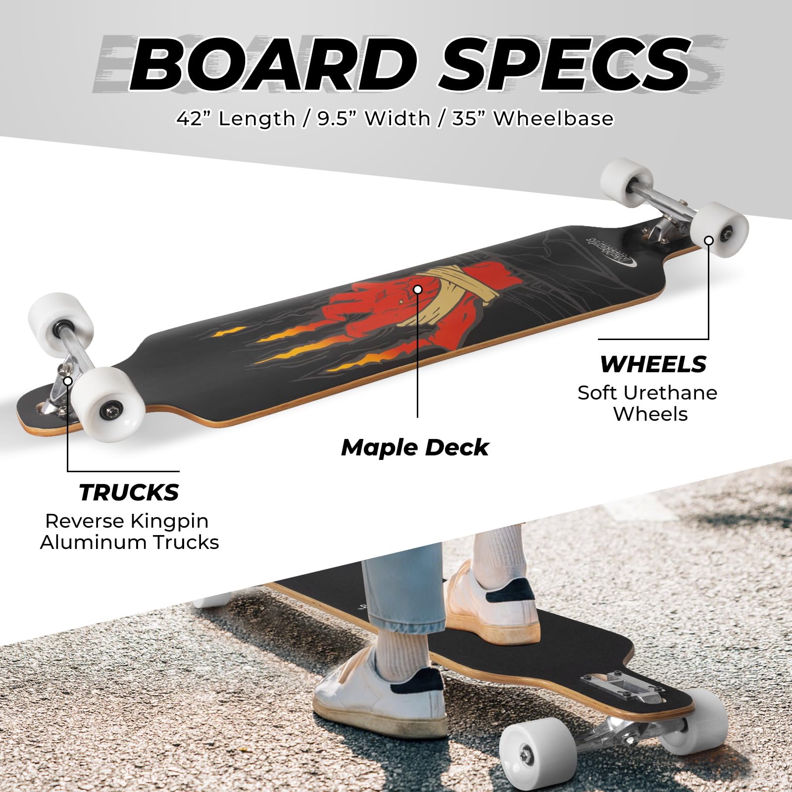 Nattork Skateboards 31 Zoll Komplett Skateboard für Anfänger, 9 Schichten Kanadisches Ahornholz mit ABEC 7 Kugellager, Deck-Skateboard für Kinder Jugendliche Erwachsene