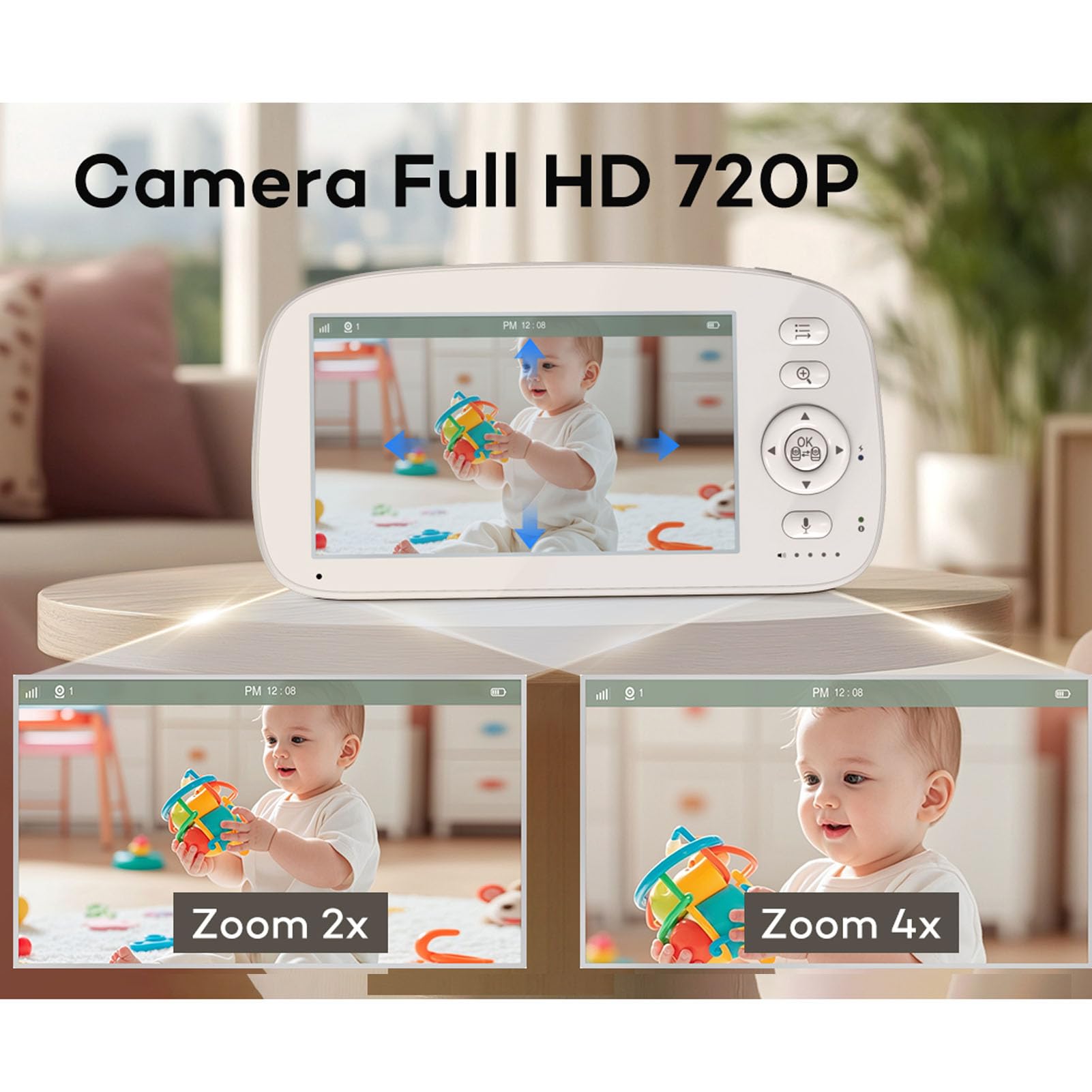 Marhynchus Moniteur bébé sans écran WiFi 720P (Prise UE 100-240V)