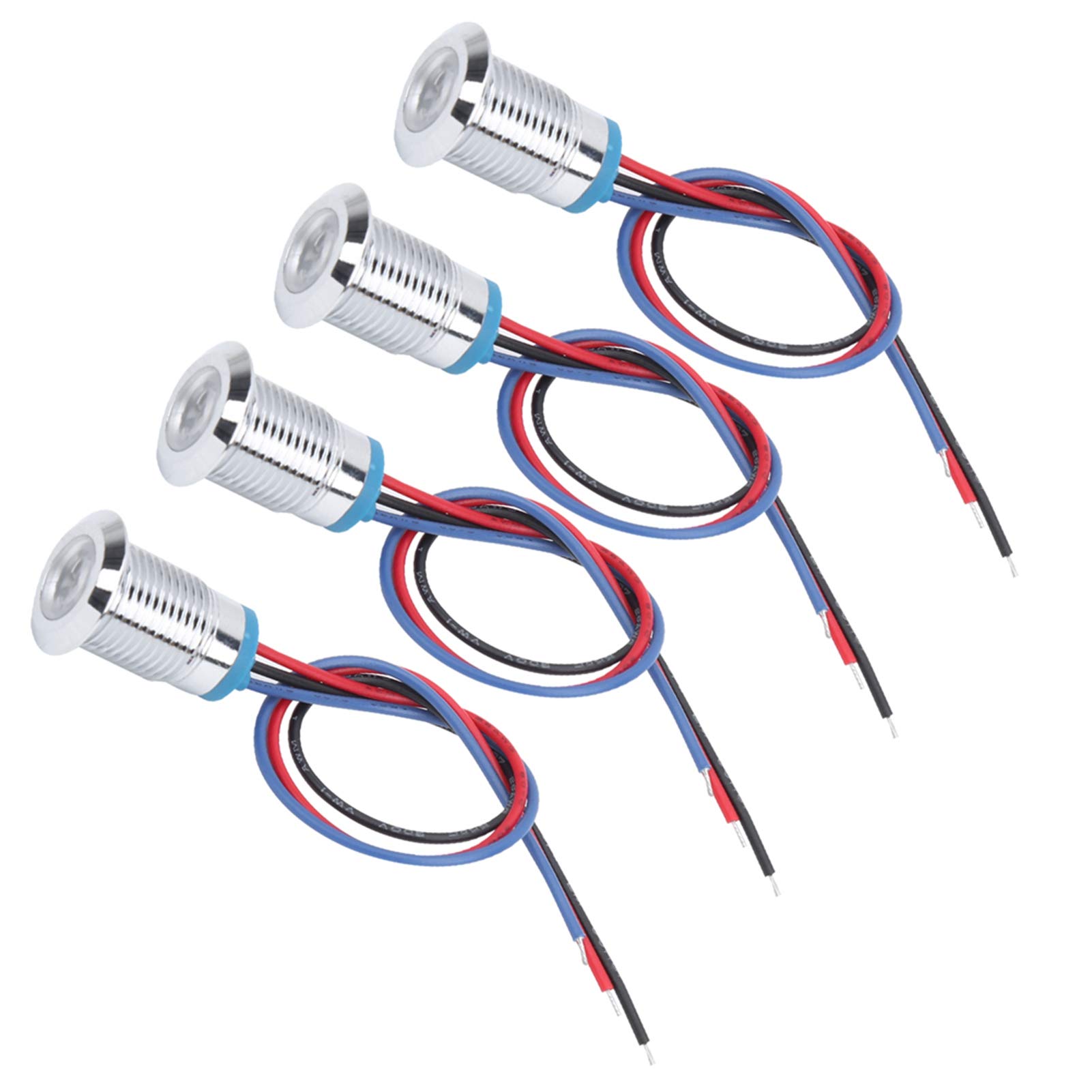 4 jeux de voyants LED, LED rondes pré-câblées Voyants de signalisation étanches métalliques bicolores Cathod commun 8 mm 3‑6 V(Rouge et vert 4 jeux de voyants LED, LED rondes pré-câblées Voyants de signalisation étanches métalliques bicolores Cathod commun 8 mm 3‑6 V(Rouge et vert