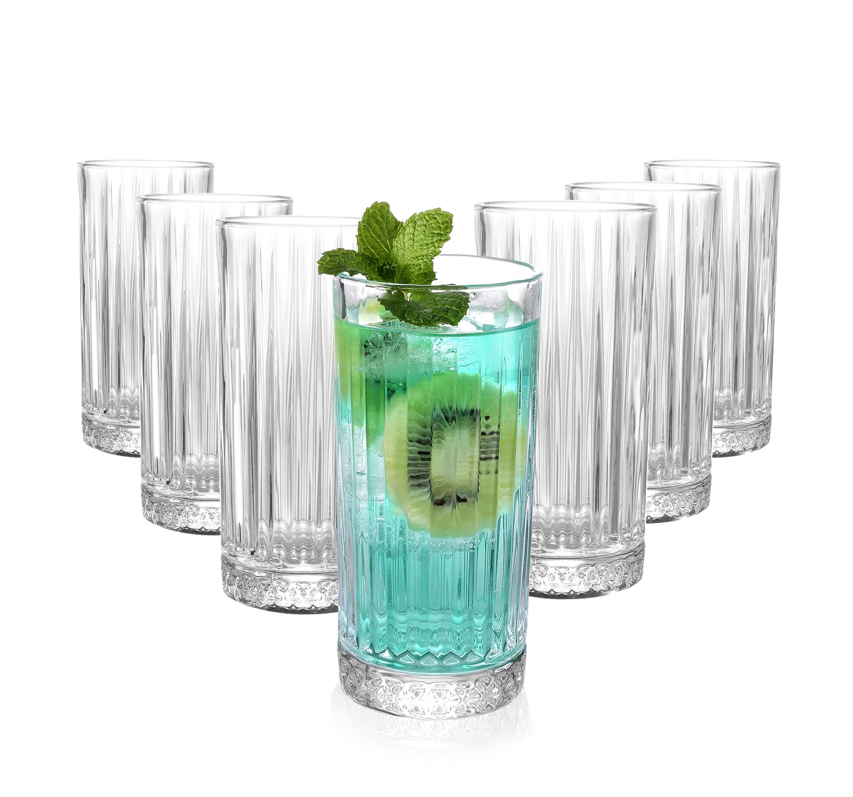Royal Cuisine Drinking Glasses Set of 6 Premium Glass Water Glasses, Cocktail Glasses & Tumblers Stylish Durable Clear Water Glasses Kitchen Glassware -Tableware (260ml)