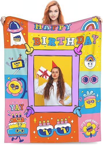 Manta personalizada con fotos, texto, manta personalizada de franela, regalo de cumpleaños para hombres adultos