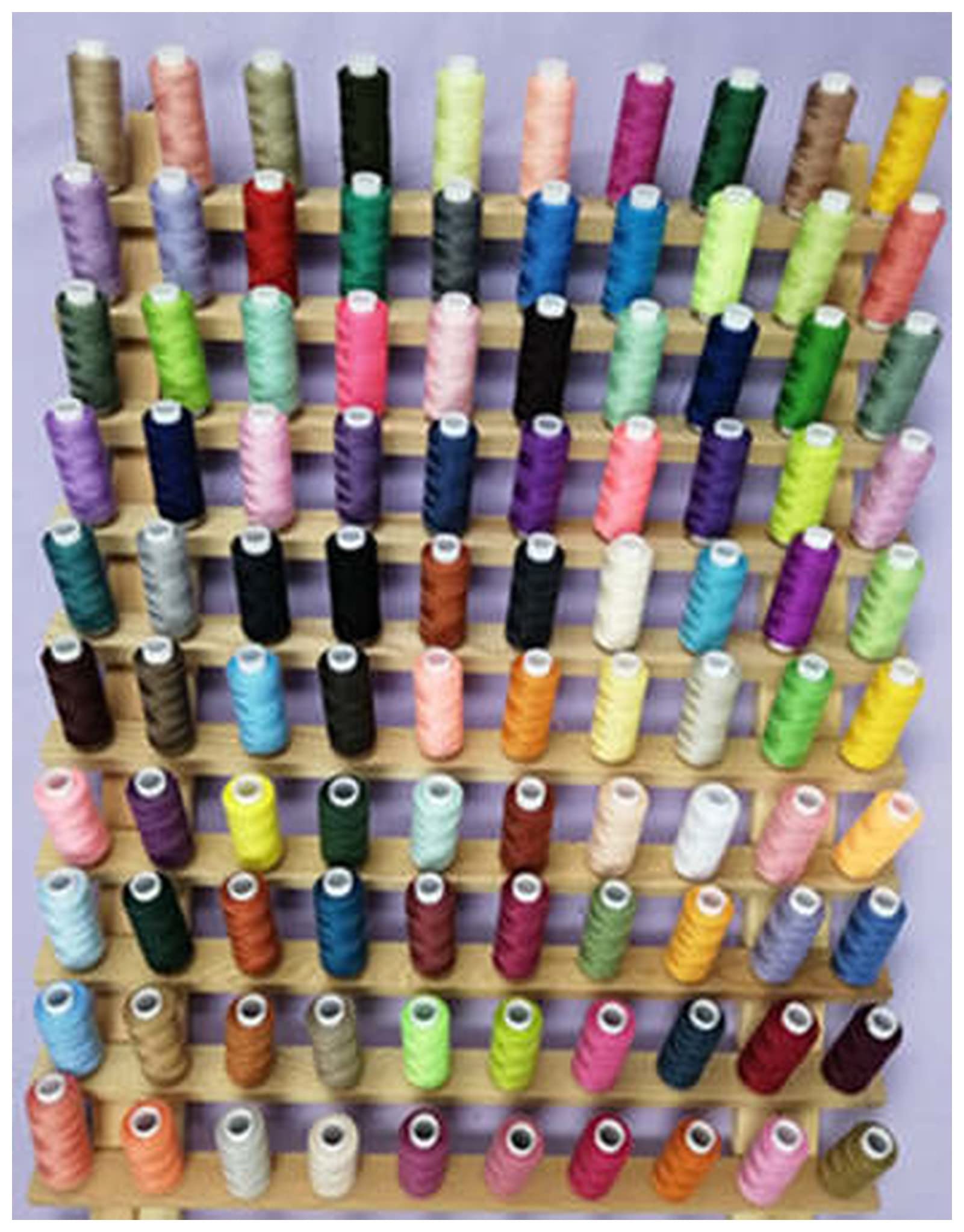 DUnLap Nähgarn Nähfaden 100 Farben Thread Kit 4 0s / 2 40wt Polyesterfaden for Nähmaschinen, Stickmaschinen, Quilten, Serger, Overlock Nähgarn Set (Size : 100 Colors with Rack)