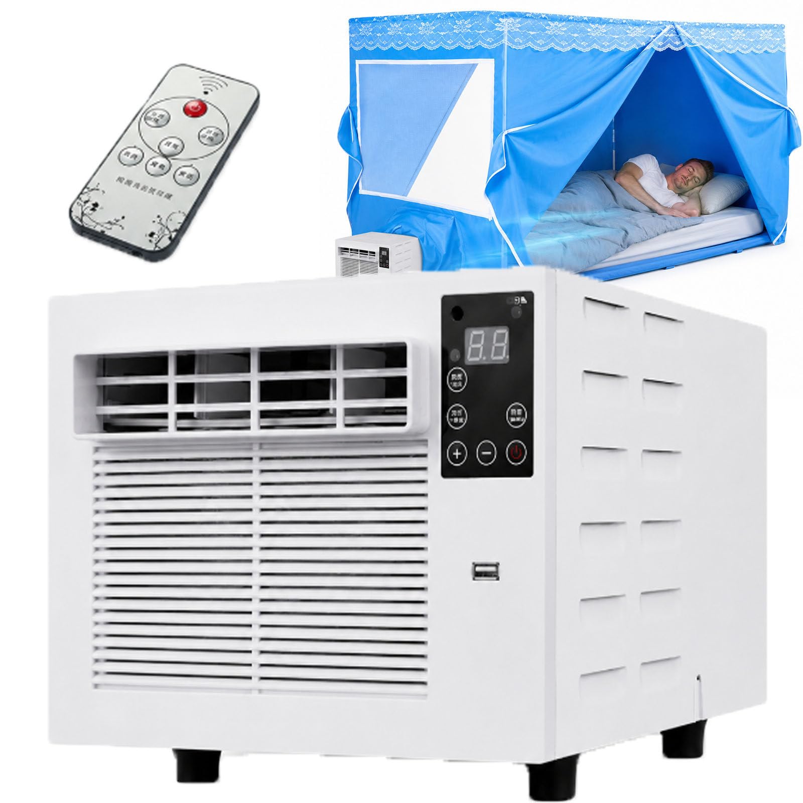 smafoseedding Portable Tent Air Conditioner With Timer & Remote, 280w Mobile Air Conditioner,Portable Air Cooler For Camping, 1876btu, Dehumidifier,Compact For Rv Van Truck Camper AC+1.8M