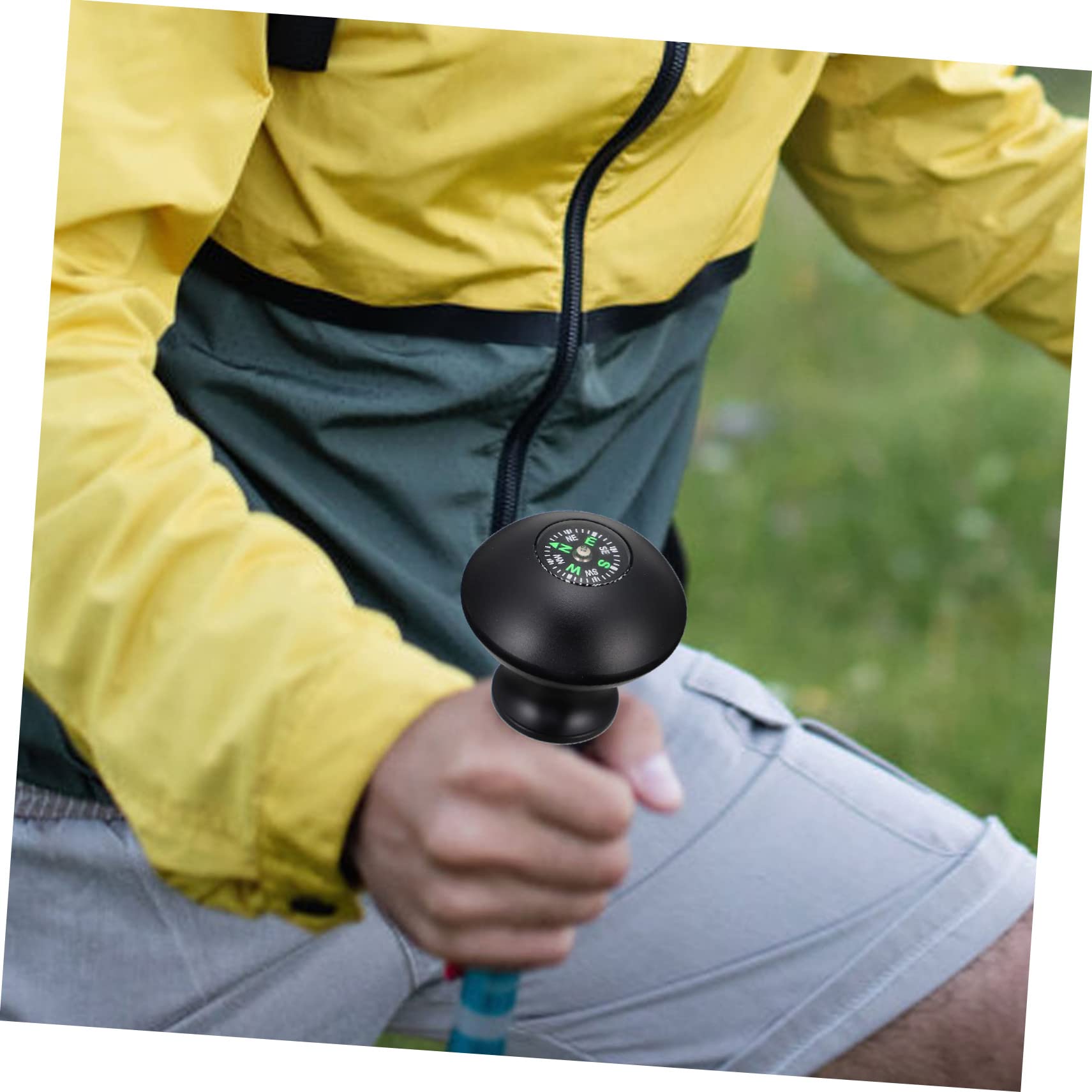 Yardwe Manejar con Brújula Bastones De Senderismo Plegables Brújula Marina para Trekking Brújula De Supervivencia Accesorio De Senderismo Transportador Aluminio Black