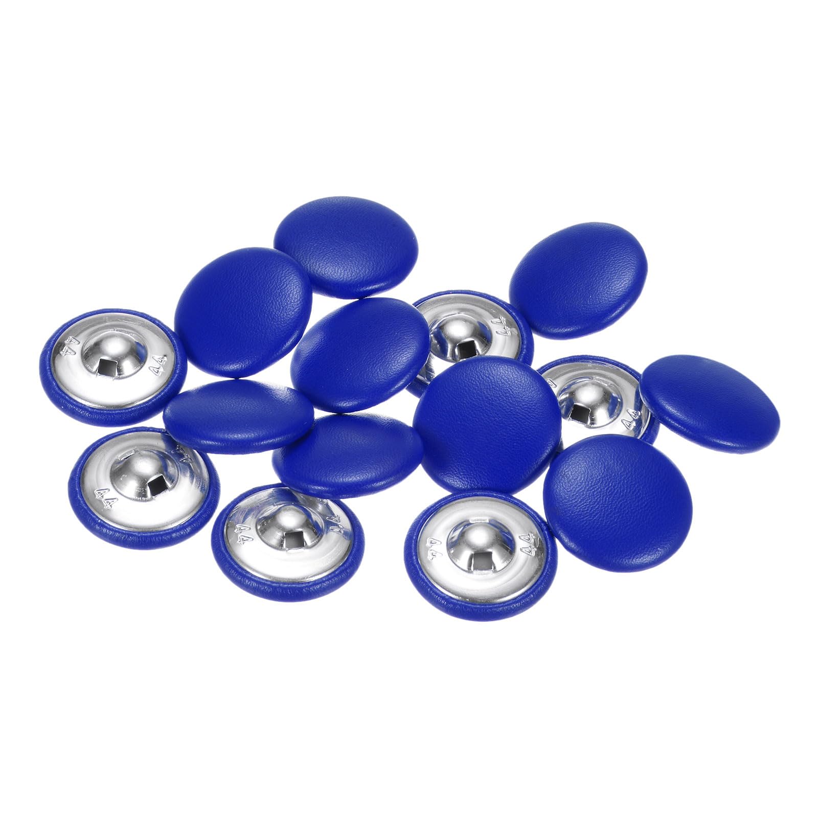 sourcing map 15pcs 44L Leather Covered Button 28mm Metal Shank Round Sewing Buttons for Bridal Suits Dress Blouses Sewing Craft, Deep Blue