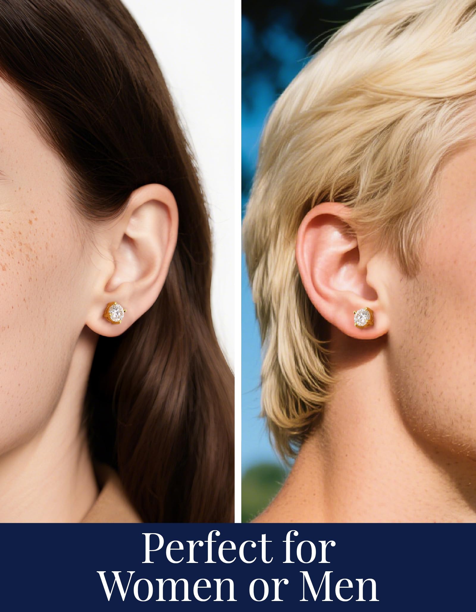 MomentWish Orecchini Moissanite, 1-4 Carati Orecchini Brillante Uomo Argento 925/Oro 18K Simulato Diamante Uomo Donna Orecchini Punto Luce Anallergici Regalo Festa Della Mamma 5/6.5/8mm