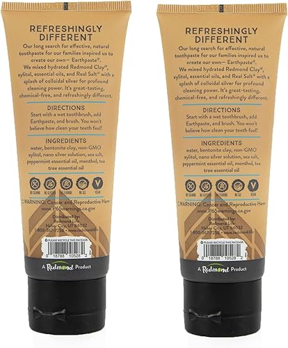 Miniatura 2 de Redmond Earthpaste wSilver - Pasta dental natural sin fluoruro, paquete de 2 (menta perita)