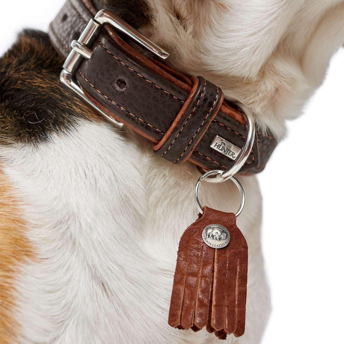 HUNTER CODY Hundehalsband, Leder, rustikal, weich, 45 (S), dunkelbraun/cognac