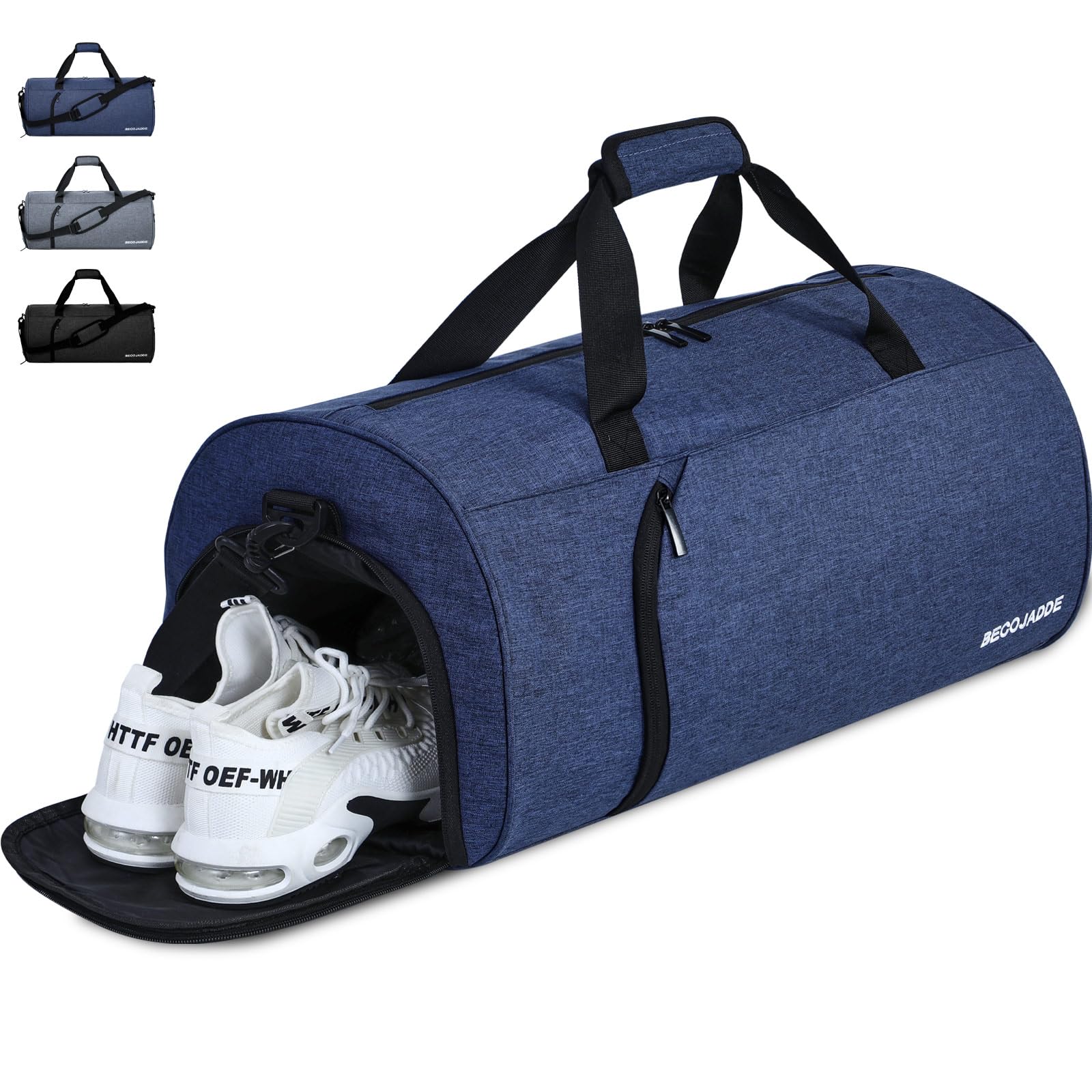BECOJADDE Sporttaschen für Damen und Herren, 35L Reisetasche Duffel Bag Übernachtungstasche mit Schuhfach & Nassfach, wasserdichte Handgepäcktasche für Sport, Fitnessstudio, Schwimmen