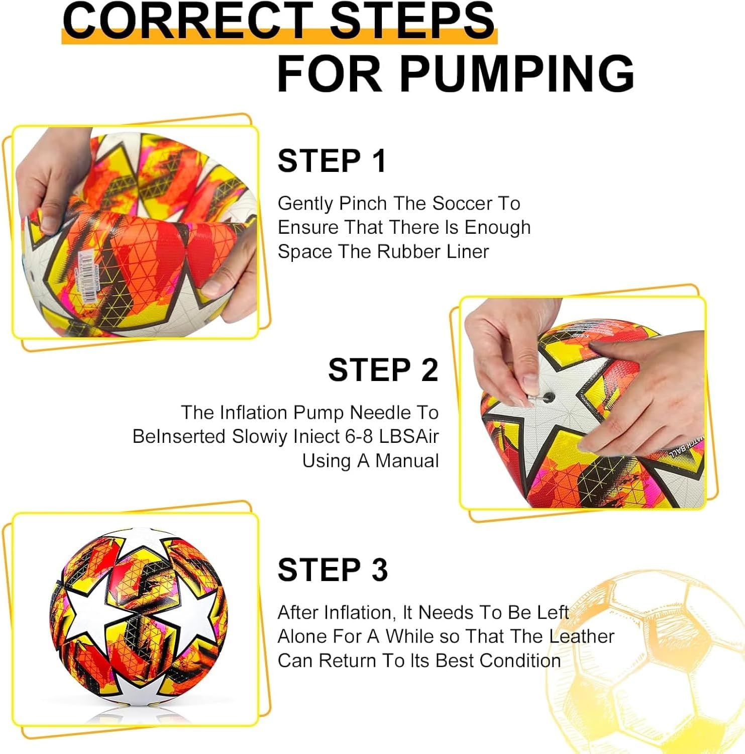 Soccer Ball Size 5, with Pump & Needles, Outdoor Sports Official Match Soccer Ball for Adult Youth Training Practice Ball for Indoor - Image 7