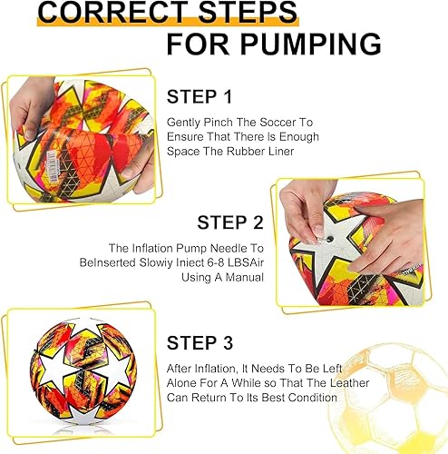 Miniatura 7 de Soccer Ball Size 5, with Pump & Needles, Outdoor Sports Official Match Soccer Ball for Adult Youth Training Practice Ball for Indoor