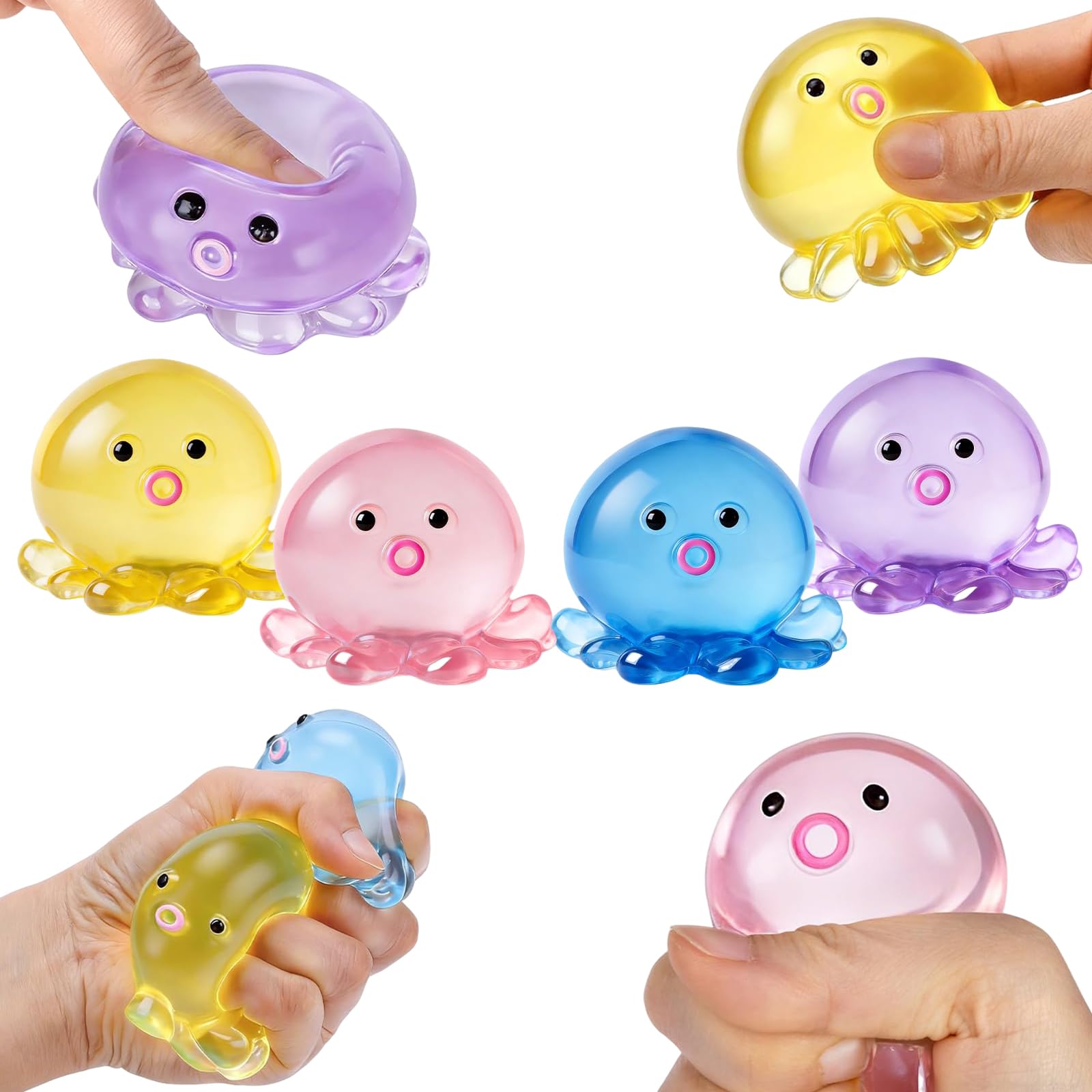 Set mit 4 Ballons, Octopus, bunt, Anti-Stress-Spielzeug, entspannendes Geschenk, für Party oder Klasse, für Erwachsene und Kinder
