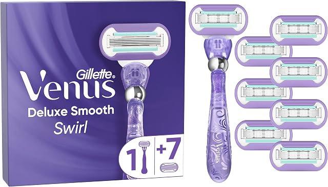 Gillette Venus Deluxe Smooth Swirl Women's Razor with 8 Razor Blade Refills, 170g