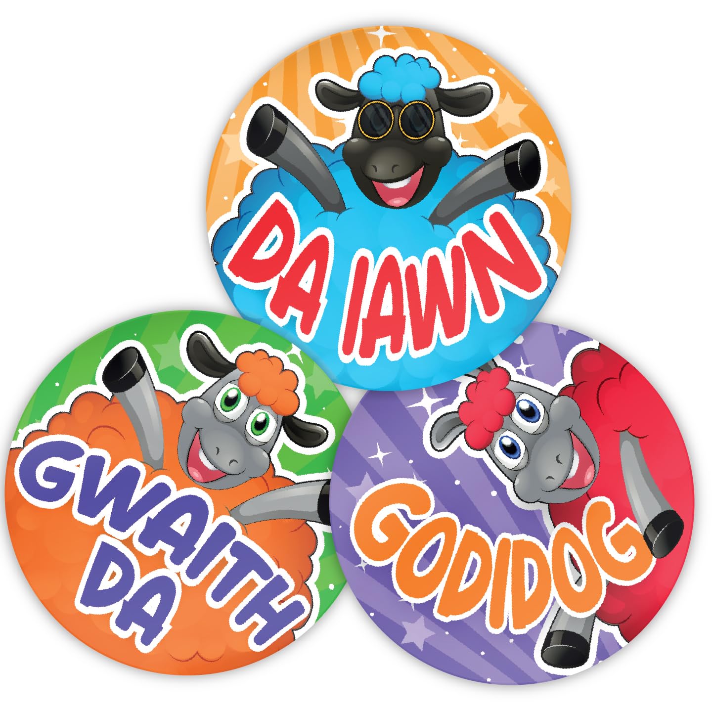 Stone Melon School Reward Stickers 144 Welsh Language Sheep Stickers 30Mm Round Awards Nursery Teachers Parents Children Kids