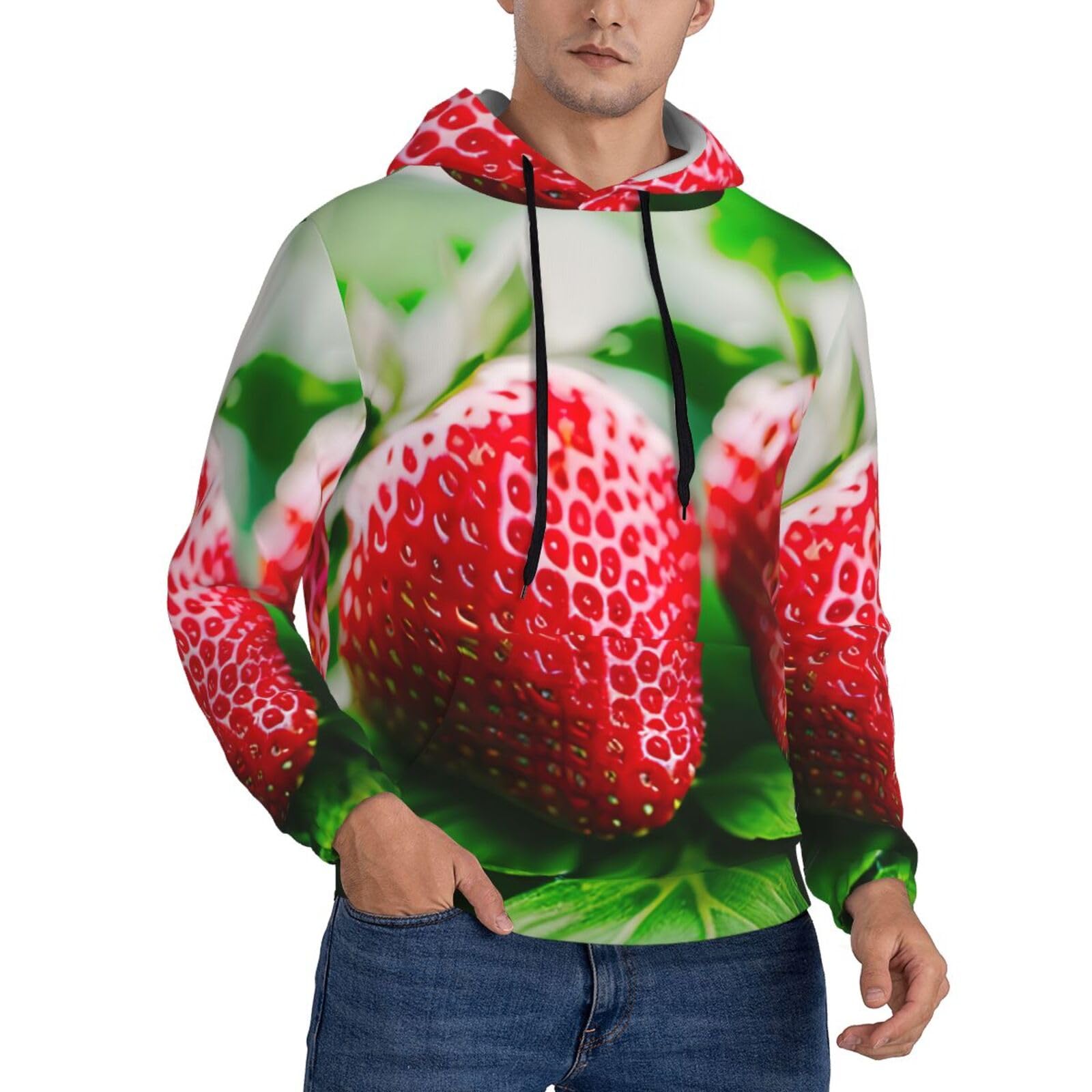 Sweat à capuche homme imprimé fraise vêtement décontracté - 6