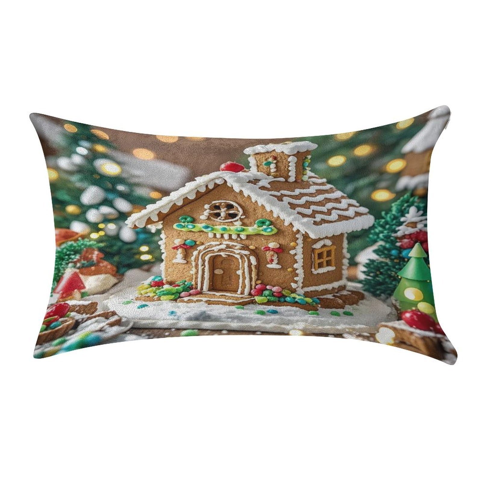 FekiLoot Gingerbread House Pillowcase Velvet Throw Pillow Cover Soft Lumbar Pillow Shells Rectangle Cushion Cases with Zipper Luxury Cozy Pillows Shams for All Seasons 12 X 20 in
