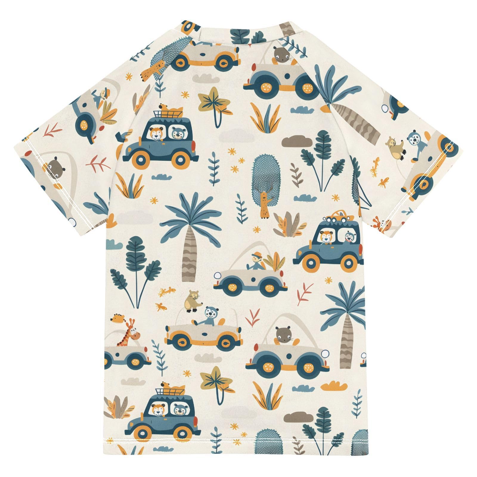 Kids Rash Guard Boys Toddler Swim Shirts Short Sleeve Animal and Car UPF 50+ 3T