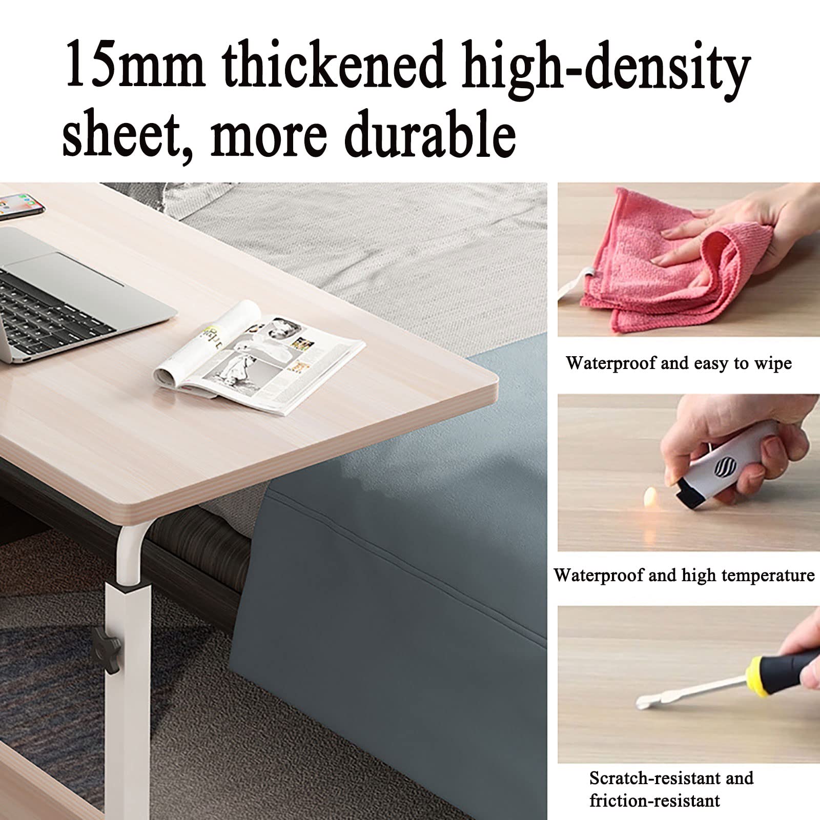 Beistelltisch, Laptoptisch für Sofa oder Bett, höhenverstellbarer mobiler Computerständer, tragbarer Schreibtisch, über dem Betttisch, medizinischer Tabletttisch, für den Arbeitsplatz zu Hause im Bü