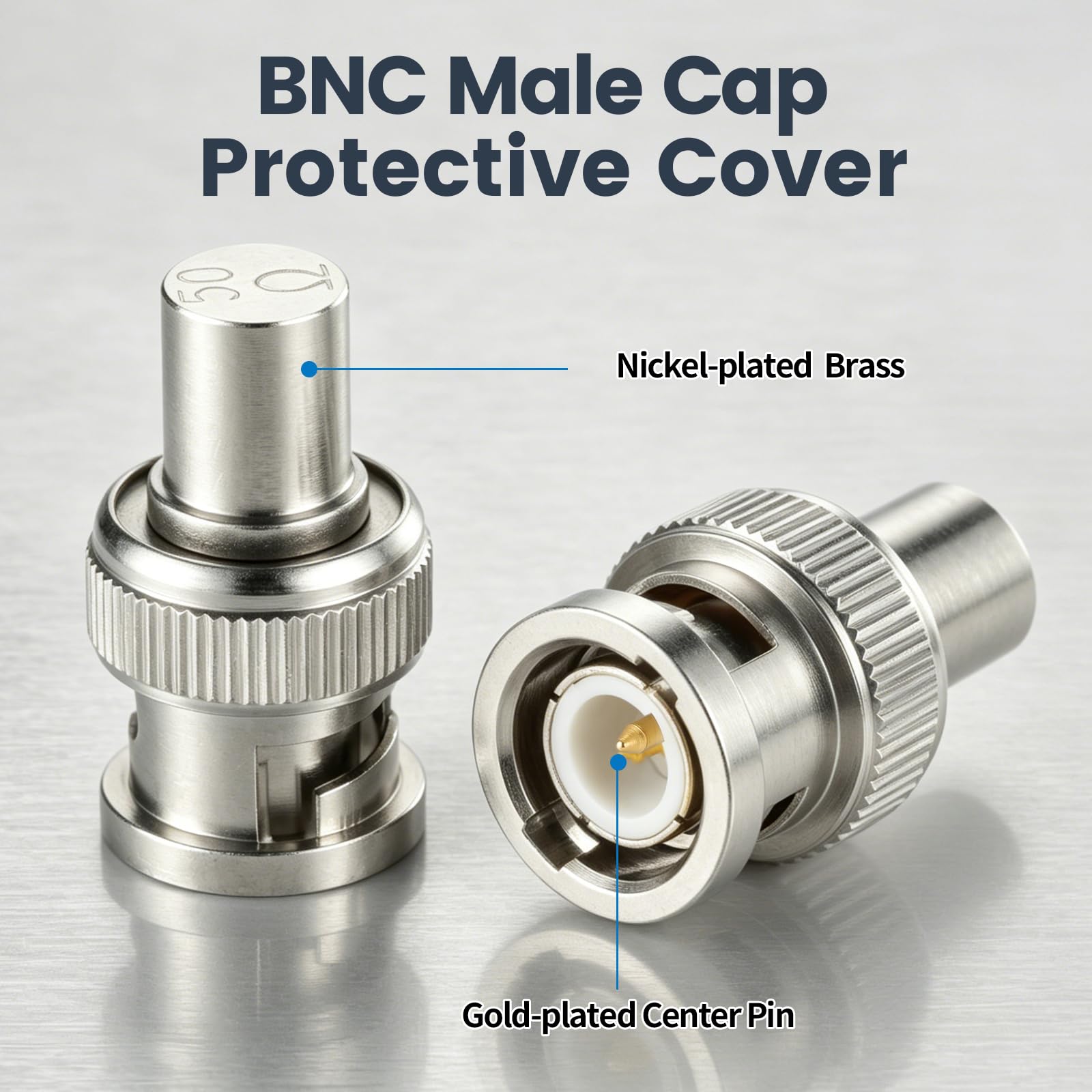 BNC Terminator 50 Ohm, 2-Pack BNC Male RF Coax Connector Adapter