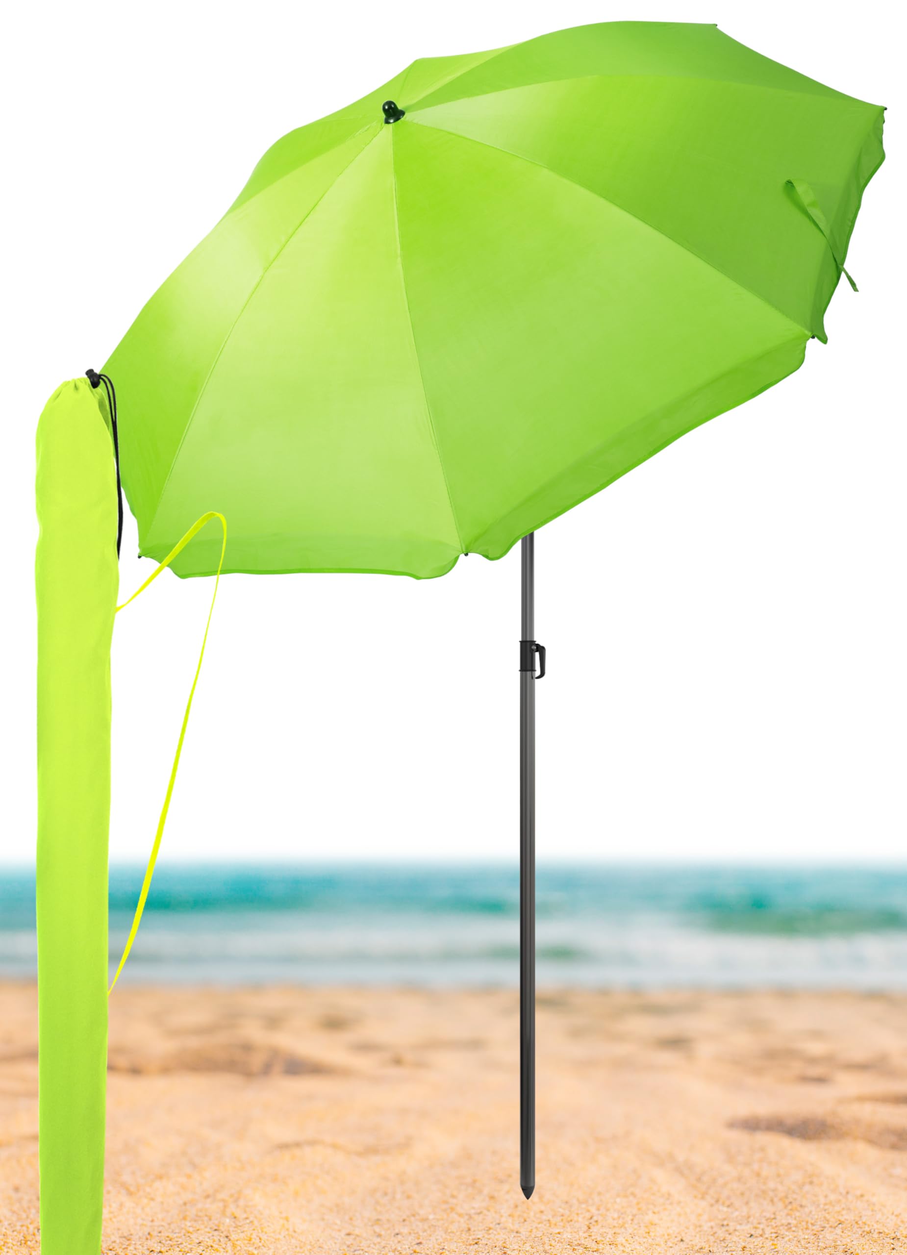 Menz Sonnenschirm Strand - UPF 50+ Sonnenschutz Strand, Strandschirm Ø 180 cm, Sonnenschirm mit Schutzhülle, Strandschirm windfest stabil