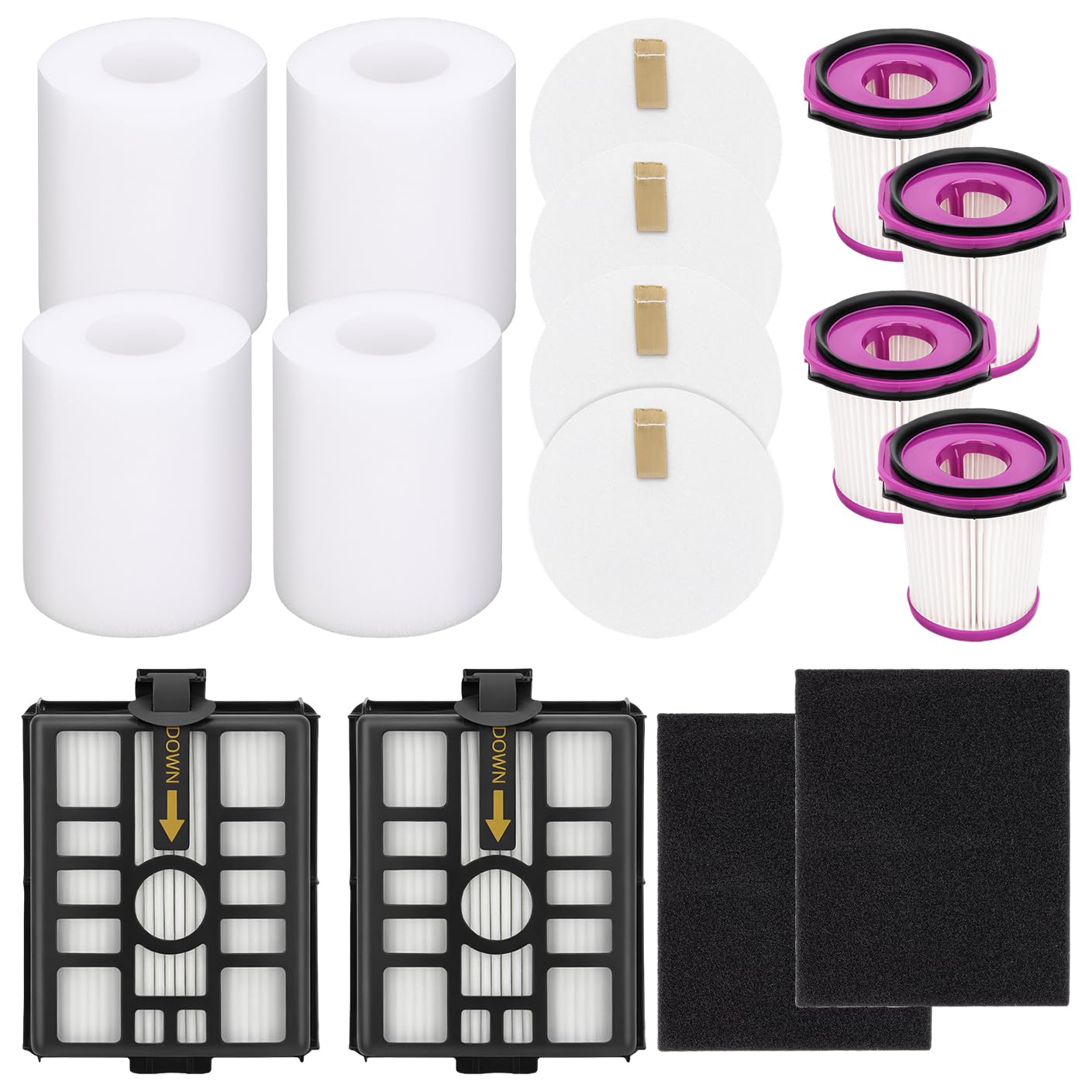 シャーク 掃除機 XFFCJ200 用 フィルターセット EVOPOWER SYSTEM NEO/NEO+/NEO II/FIT/FIT+ シリーズ対応LC100J/LC150J/LC200J/LC250J/LC301J/LC351J/LC400J フィルター4 PCS、集塵桶濾過綿4セット、排気フィルター2 PCS、フォームフィルター2 枚 16個入り
