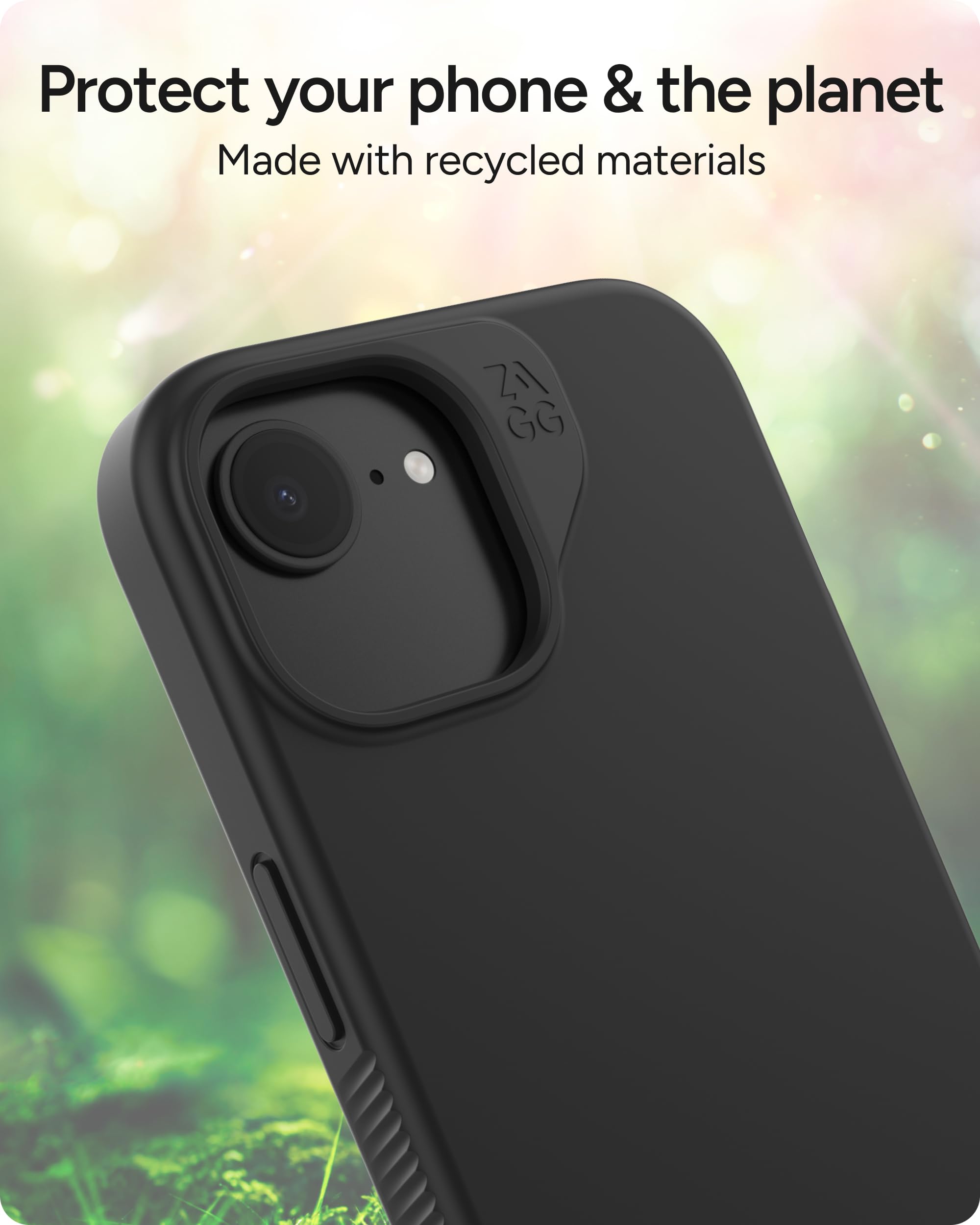 ZAGG Milan Custodia per iPhone 17 / 16 / 15 / 14 / 13 - Sottile ed elegante, protezione contro le cadute da 4 m, rinforzata con grafene, presa sicura, materiale riciclato all'84%, colore: nero