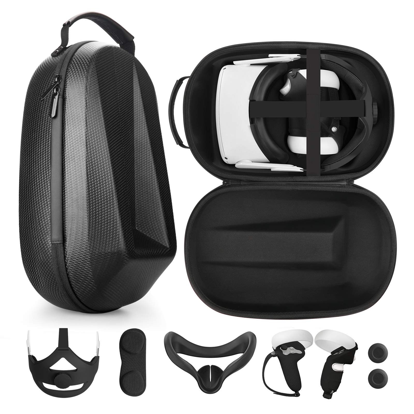 Esimen Travel Case for Oculus Quest 2 Halo Strap Cover Grips Skin ,Includes Multiple Oculus Quest 2 