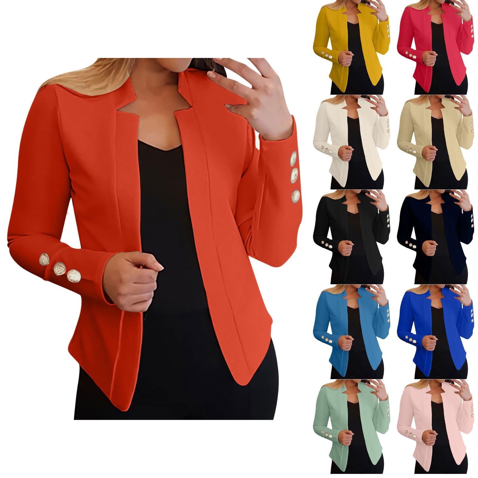 2025 Casual Blazers for Women Plus Size Lightweight Long Sleeve Open Front Jackets Business Office Work Suits S-5XL