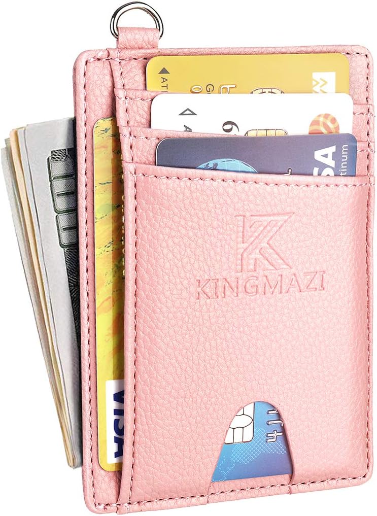 Slim Minimalist Front Pocket Rfid Blocking Wallets, Credit Card Holder with D-Shackle for Men Women