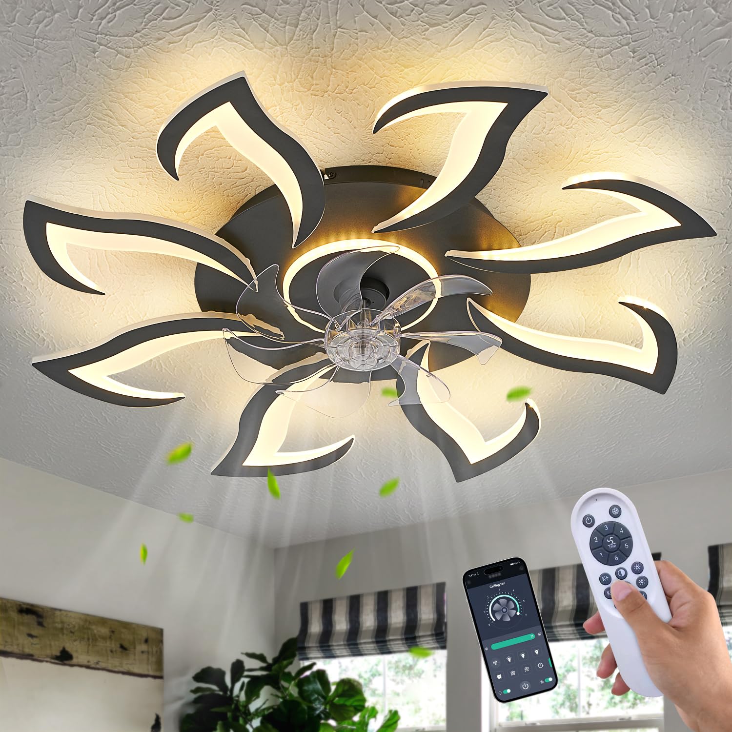 Yfrest Modern Ceiling Fan With Light 