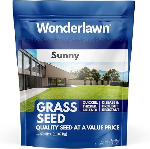 Barenbrug Wonderlawn Sunny Grass Seed Mix para cuidado del césped y paisajismo, bolsa de 3 libras