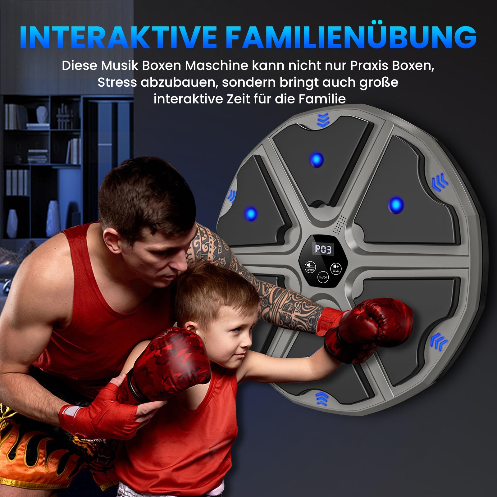 Music Boxing Machine à musique électronique LED avec gants de boxe, 9 modes de vitesse et mode de comptage Prise en charge Bluetooth, cadeau pour adultes et enfants Exercise