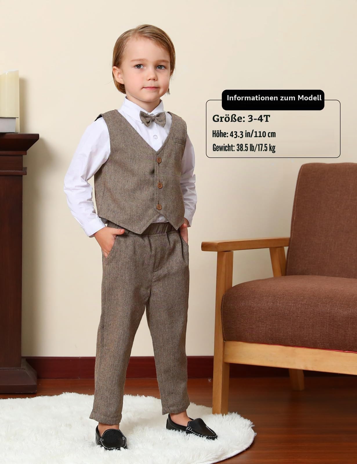 mintgreen Baby Anzug Junge, Kleinkind Weihnachten Outfit Gentleman Lange Ärmel Kleiderset Hemd + Weste + Hose, 1-4 Jahre