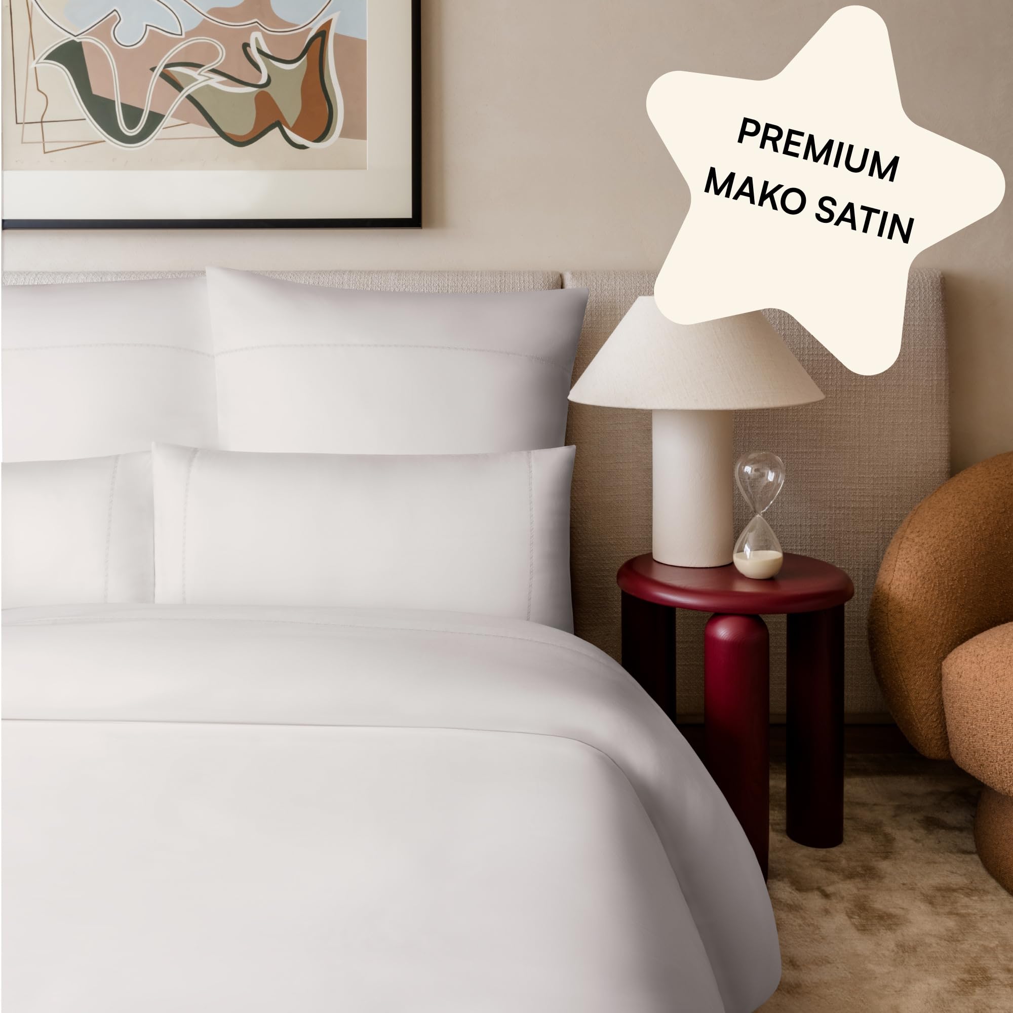 Mako Funda de almohada de satén de 40 x 80 cm, juego de 2 unidades, color blanco con bordado, funda de almohada de raso, 80 x 40 cm, 40 x 80 cm, funda de almohada suave como funda de almohada de