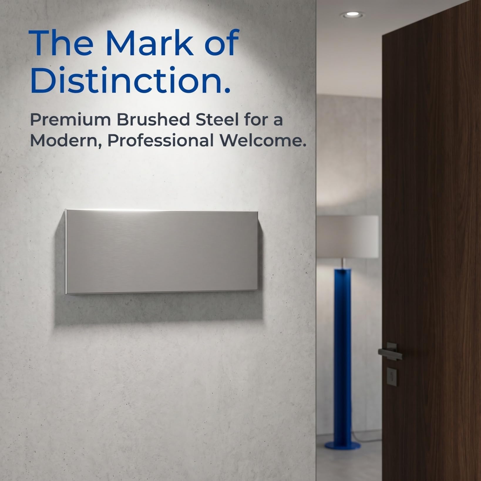 KALLORY Plaque de Propreté Porte Adhesive en Acier Inoxydable Argenté 25x11cm, Lot de 2 Plaques Métalliques Adhésives Gravables pour Hôtels, Bureaux et Salles