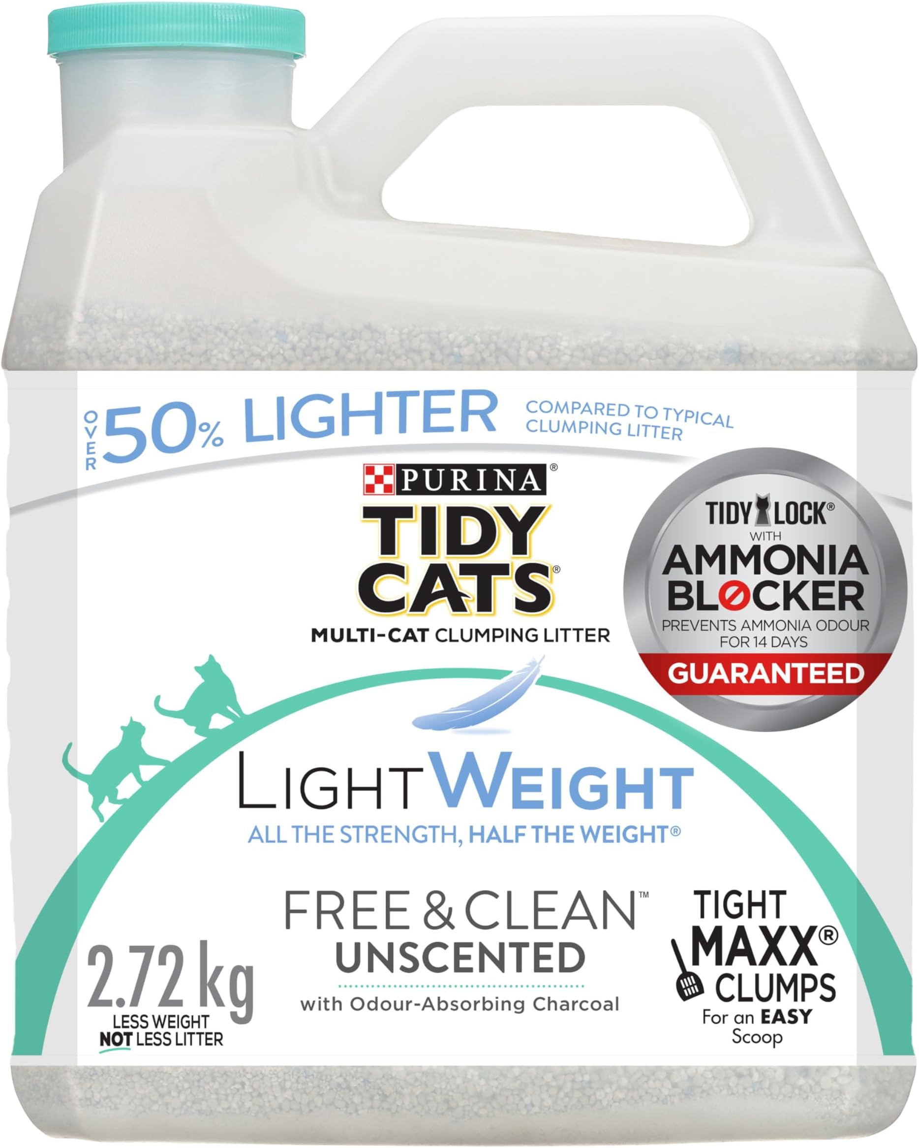 Tidy Cats Free & Clean Cat Litter, LightWeight Unscented MultiCat 2.
