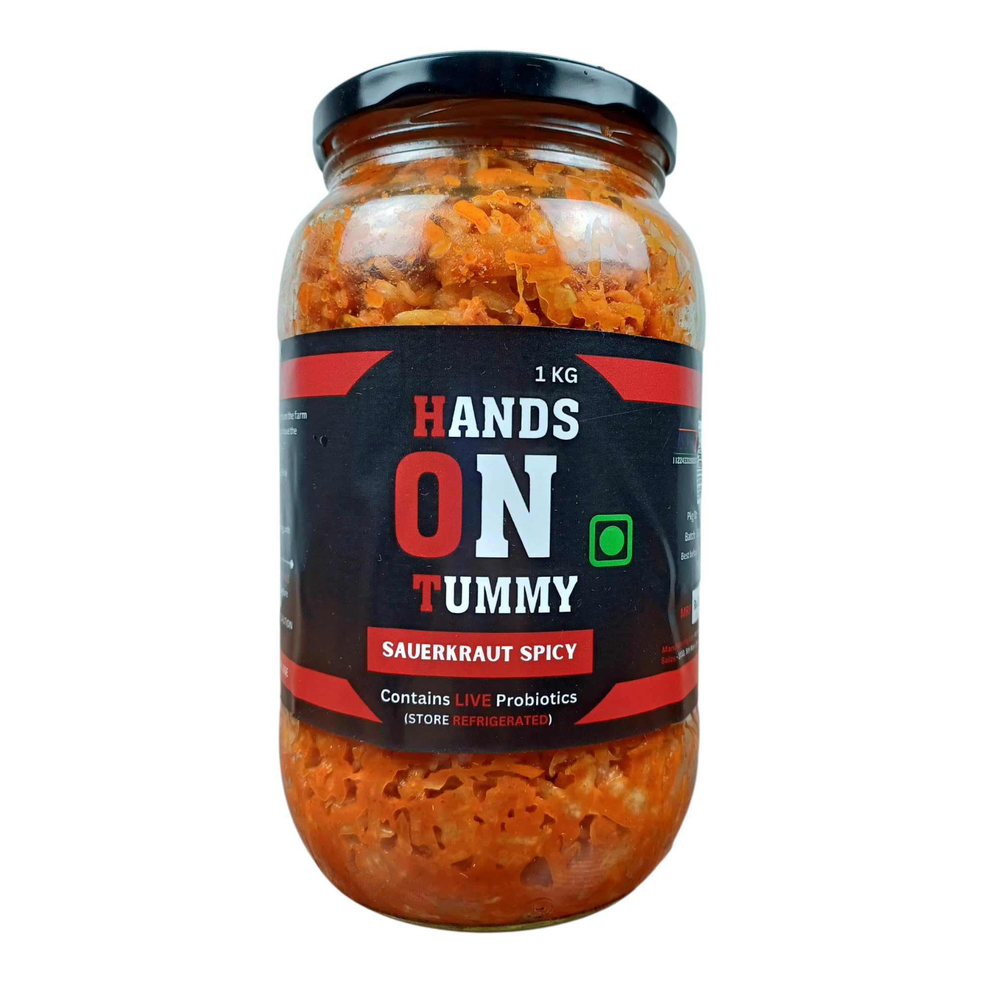 Hands on Tummy - Sauerkraut Spicy (1 Kg) - Sauerkraut - Spicy Fermented Cabbage Pickle - Probiotic - Organic-picture-25