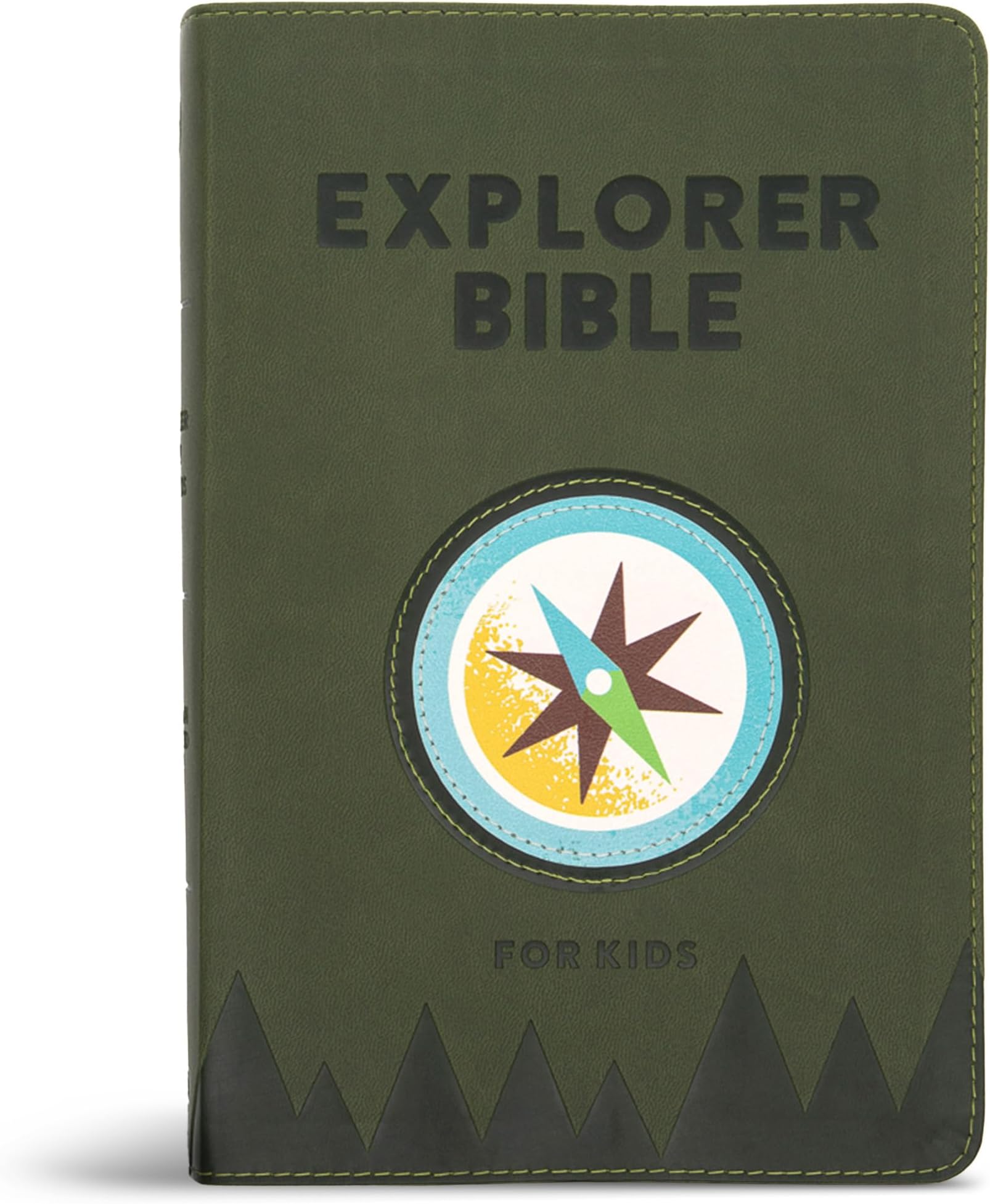 CSB Explorer Bible for Kids, Olive Compass LeatherTouch, Red Letter, Full-Color Design, Photos, Illustrations, Charts, Videos, Activities, Easy-to-Read Bible Serif Type
