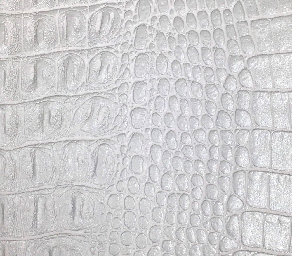 Vinyl Fabric Crocodile Gator Fake Leather Upholstery 54" Wide Sold by The Yard (Silver)