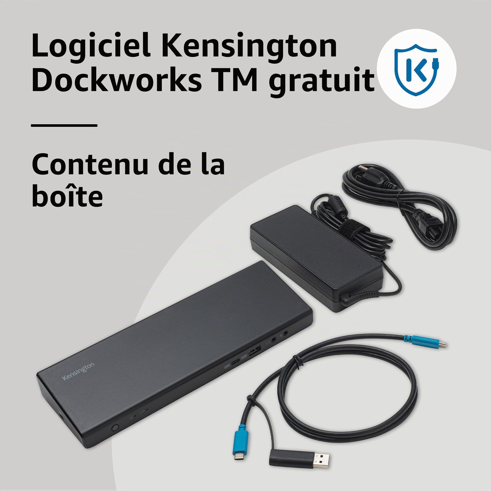Station d'accueil Kensington USB C & USB 3.0 - SD4750P USB-C & USB 3.0 Double station d'accueil 4K avec adaptateur 135W - DP & HDMI - Win/Mac (K39105EU)
